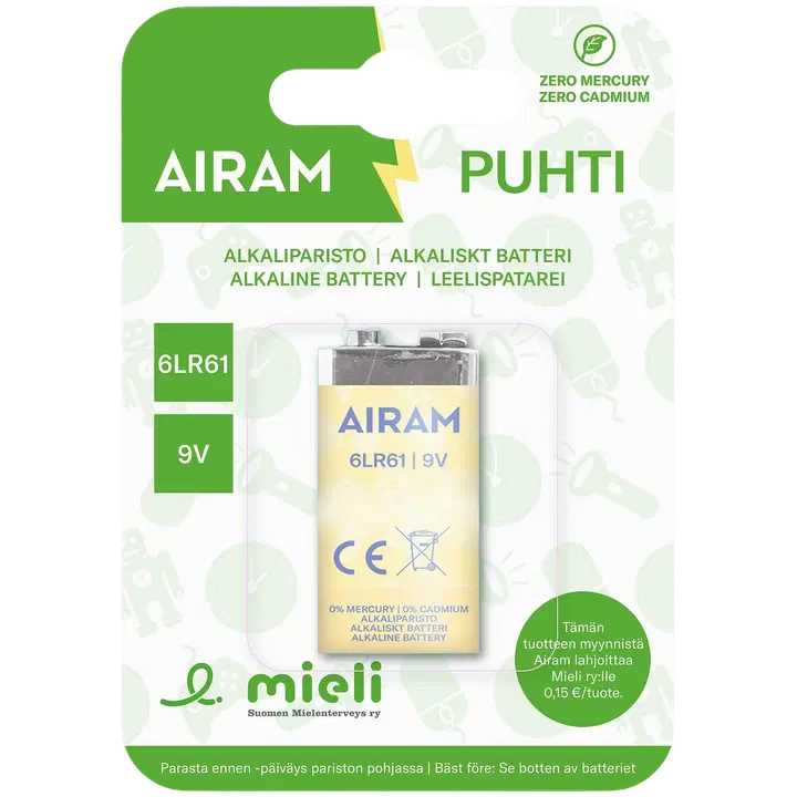Airam leelispatarei 6LR61 9V 1 tk