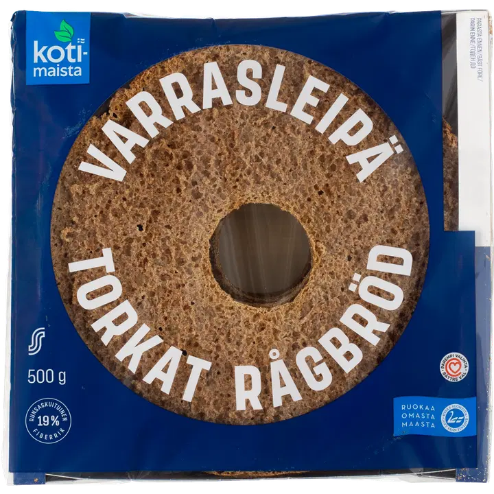 Kotimaista kuivatatud täisterarukkileib 500 g