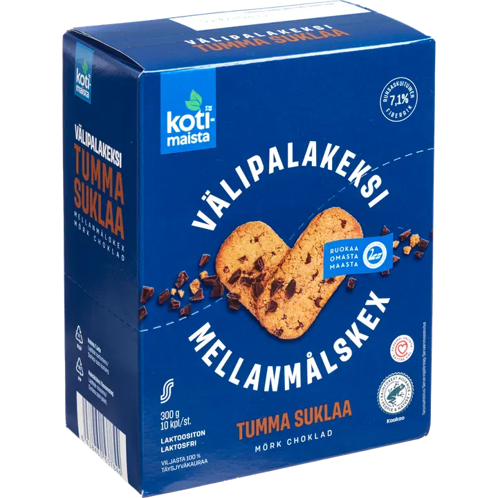 Kotimaista vahepalaküpsised tumeda šokolaadiga 300 g
