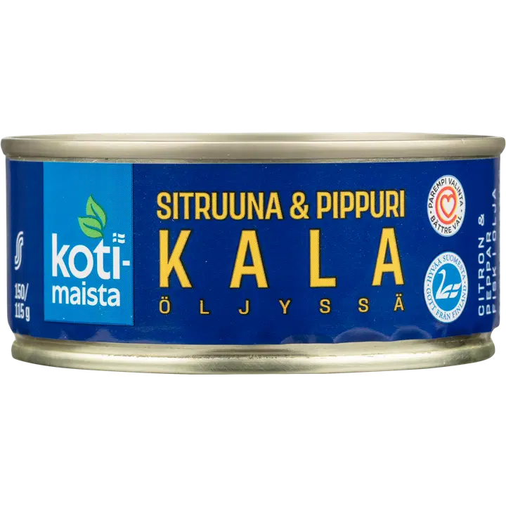 Kotimaista kala õlis sidruni ja pipraga 150 g/115 g