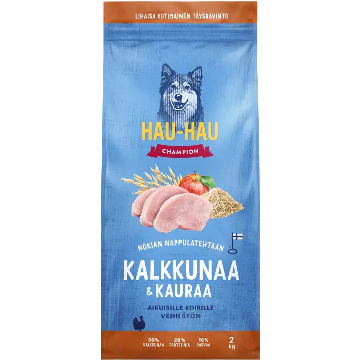 Hau-Hau Champion kuivtoit koertele kalkuniliha ja kaeraga, 2 kg