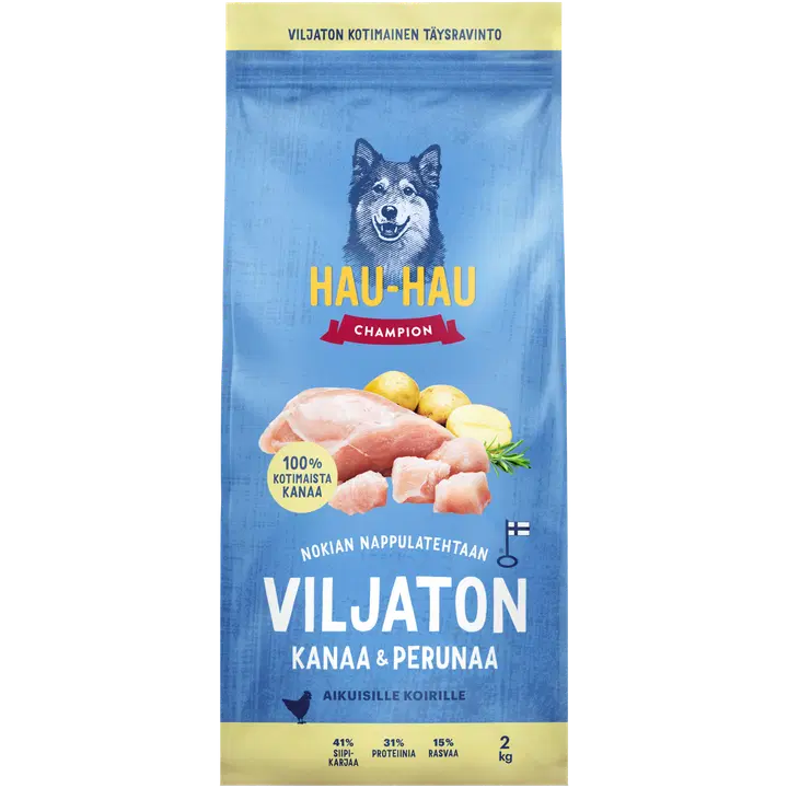 Hau-Hau Champion teraviljavaba koerte kuivtoit kana ja kartuliga 2 kg