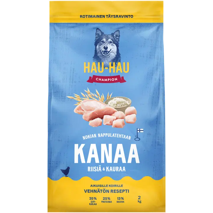 Hau-Hau Champion kuivtoit täiskasv.koertele kana, riisi ja kaeraga 2kg