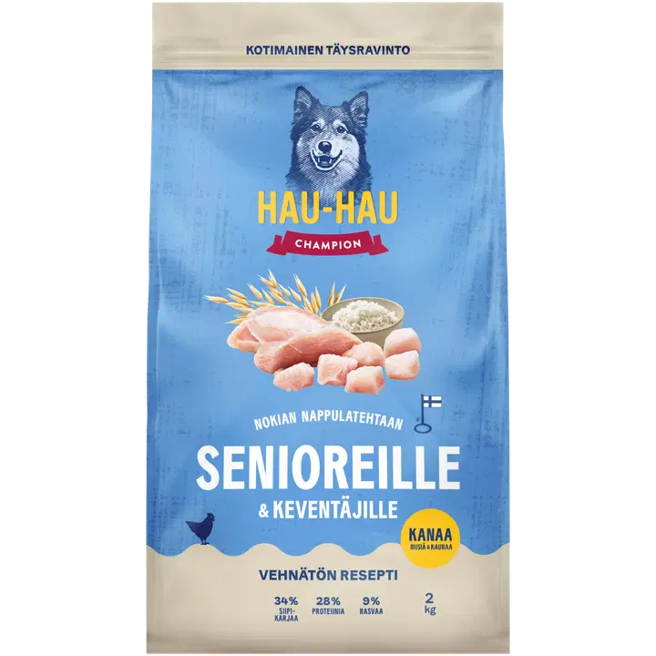 Hau-Hau Champion Senior koerte kuivtoit kana-riisi ja kaeraga 2kg