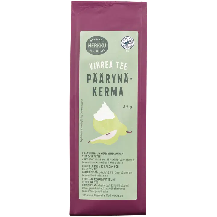 Herkku pirni-kooremaitseline roheline tee 80g