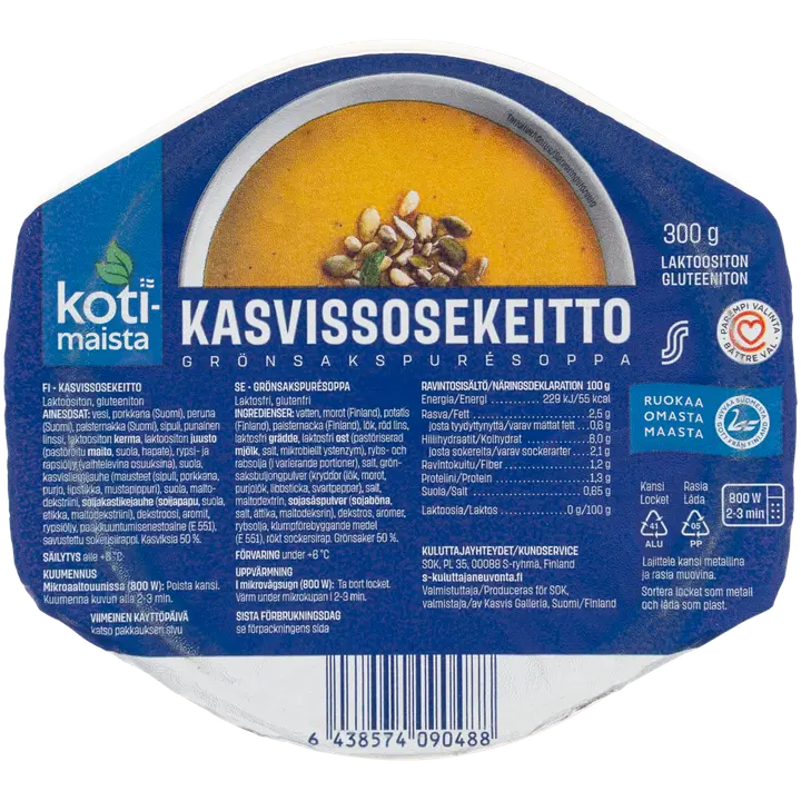 Kotimaista Köögiviljapüreesupp Gluteeni-Ja Laktoosi