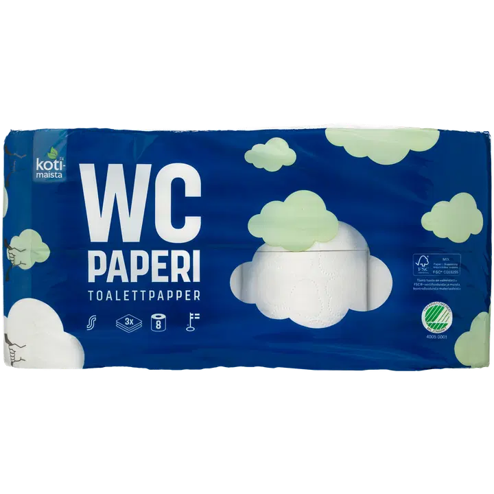 WC-paper Kotimaista 3-kihiline 8 rulli