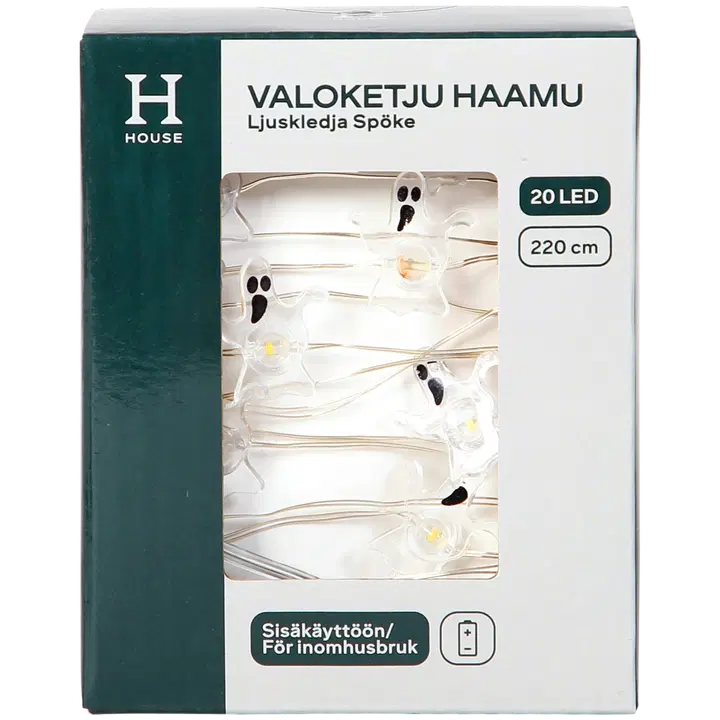 House halloween-valoketju Haamu 20 LED