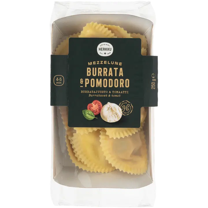 Herkku Mezzelune burratajuustolla ja tomaatilla 250g