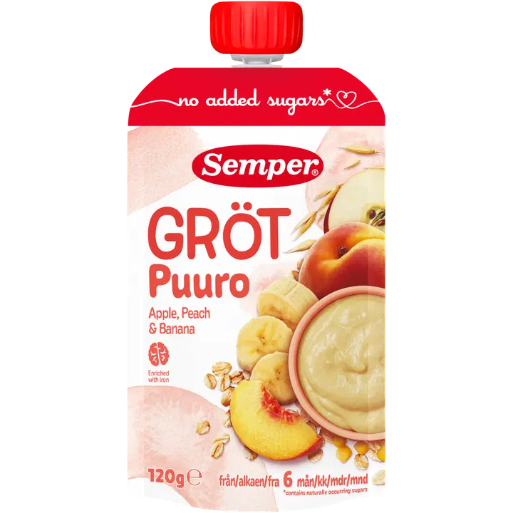 Semper õuna-virsiku puder 120 g, alates 6-elukuust