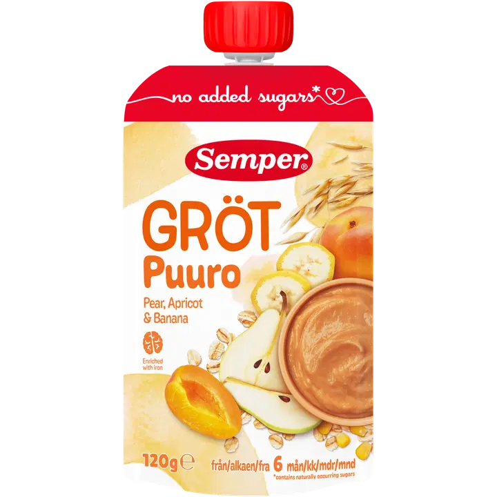 Semper pirni-aprikoosi puder 120 g, alates 6-elukuust