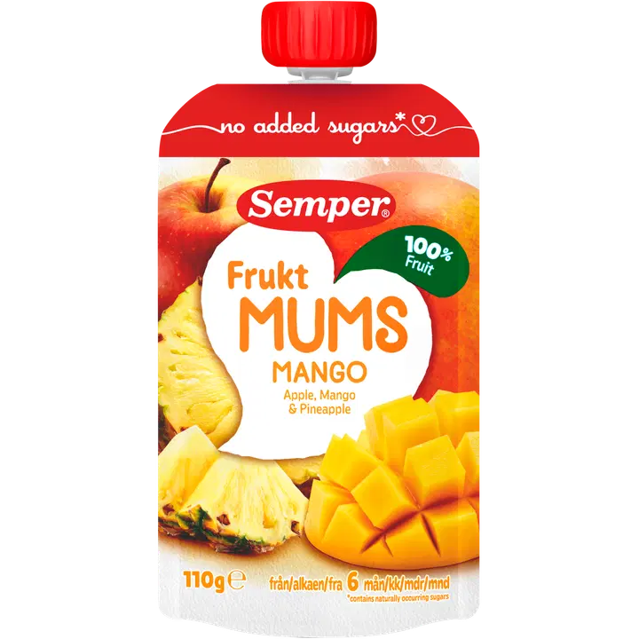 Semper fruktmums mango-õuna-ananassipüree 110g, alates 6-elukuust