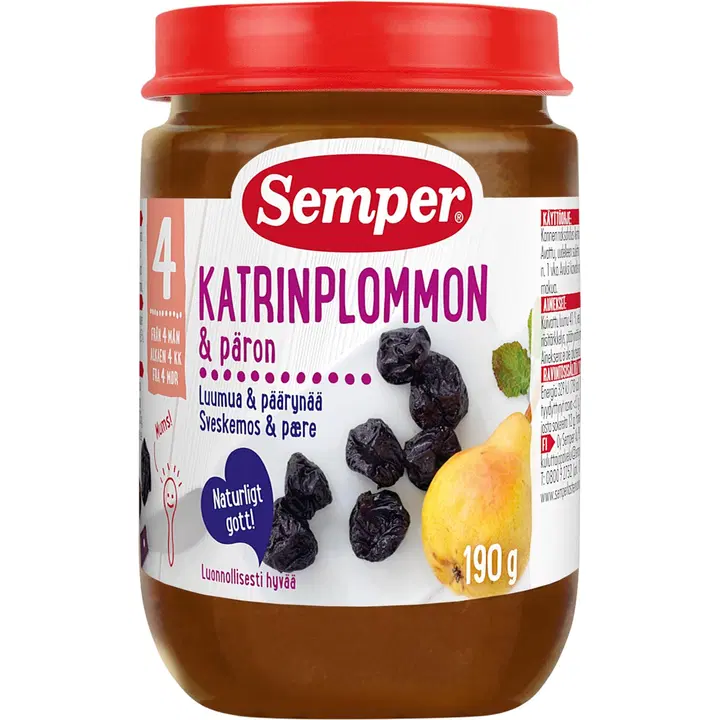 Semper ploomi-pirni-õunapüree 190g, alates 4-elukuust