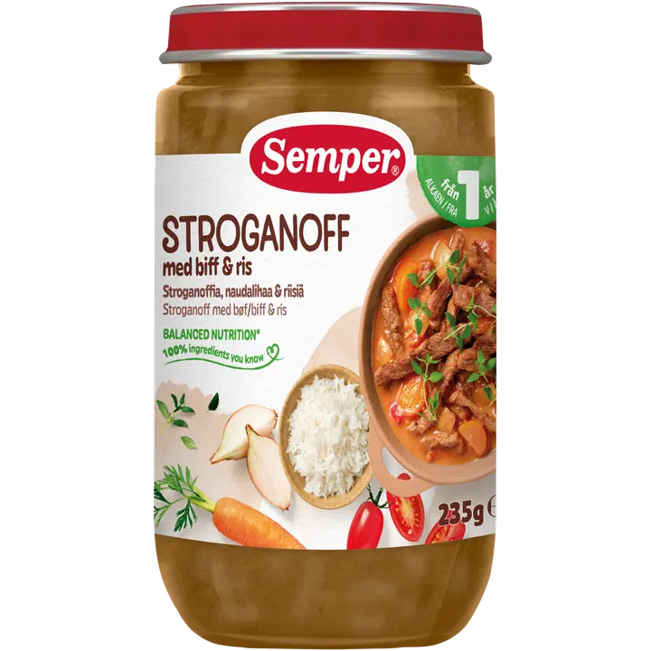 Semper strooganov riisiga 235 g, alates 1-eluaastast