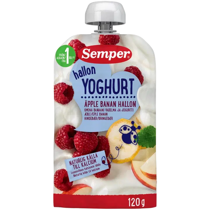 Semper jogurt õuna, banaani ja vaarikaga lastele 120 g, alates 12-elukuust