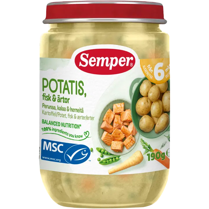 Semper kartul,kala&herned 6k 190g püree