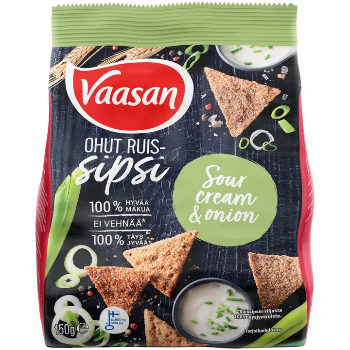 Vaasan hapukoore- ja sibulamaitselised rukkikrõpsud 150 g
