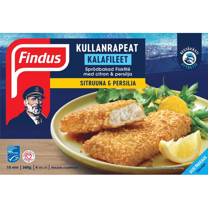 Findus kuldkrõbedad kalafileed sidruni ja peterselliga, 360 g