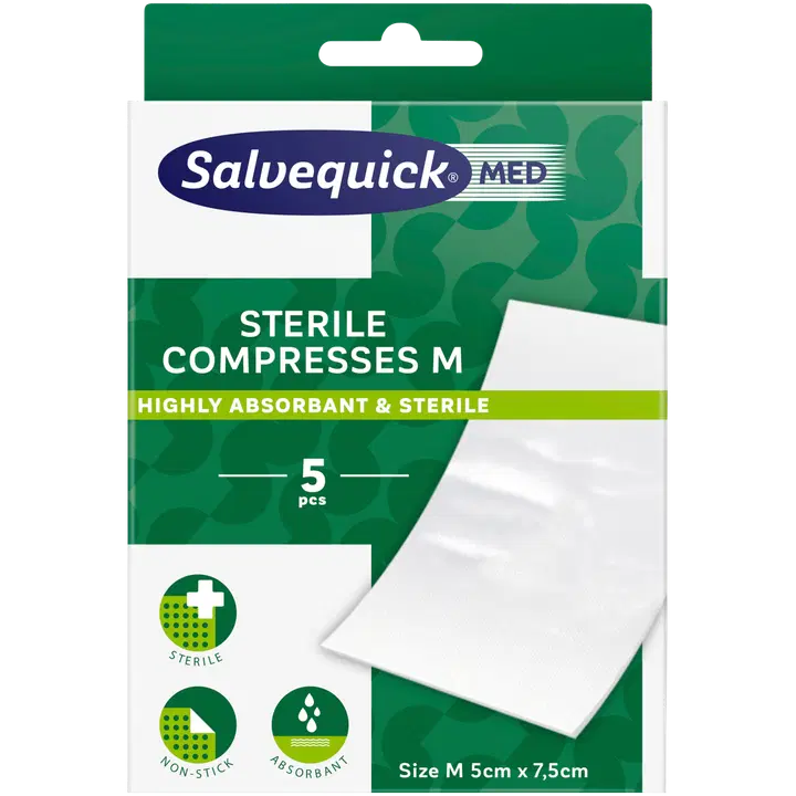 Salvequick haavakompress steriilne M 5x7,5cm 5tk