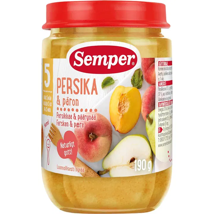 Semper virsiku-pirni-õuna püree 190 g, alates 5-elukuust