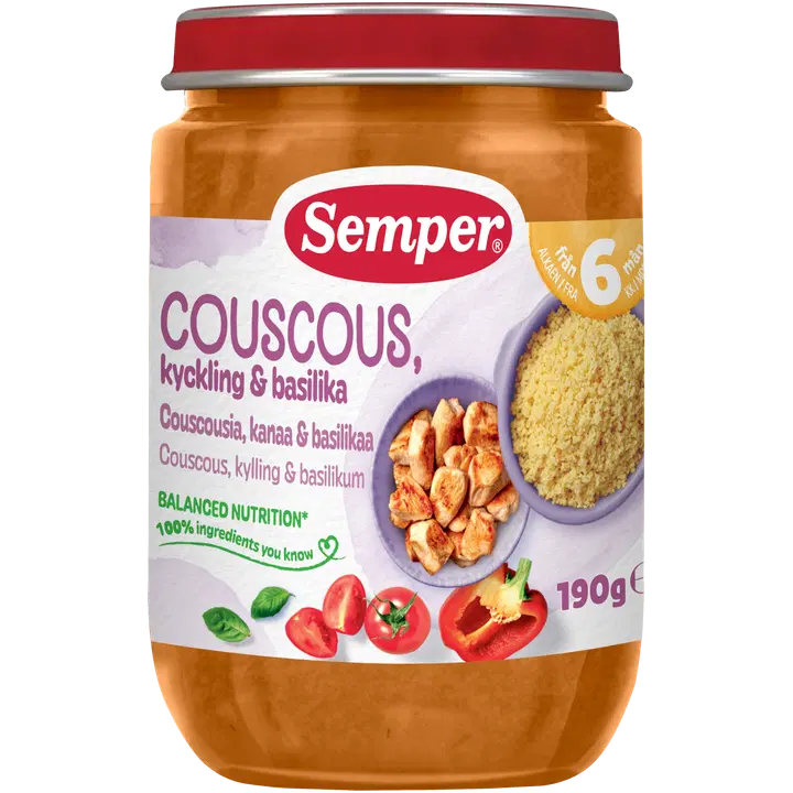 Semper Kuskuss püree kana ja basiilikuga 190 g, alates 6-elukuust