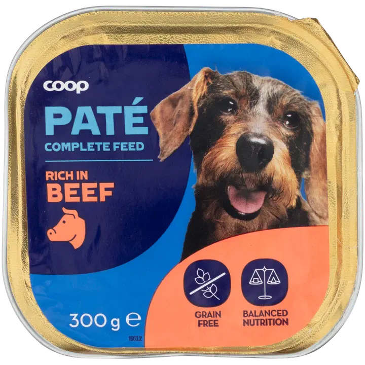 Coop patee sis. nautaa täysikasvuisille koirille täysrehu 300 g
