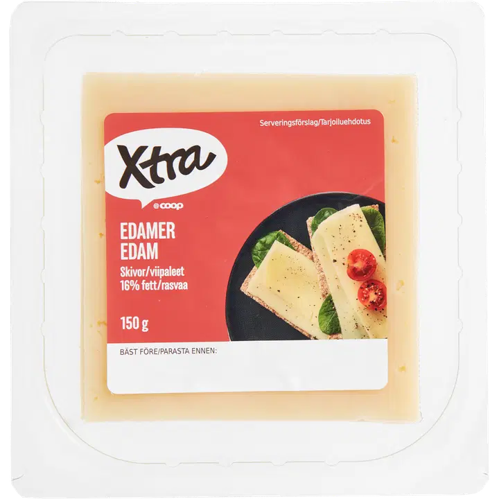 Xtra Edam viilutatud juust 16%, 150 g