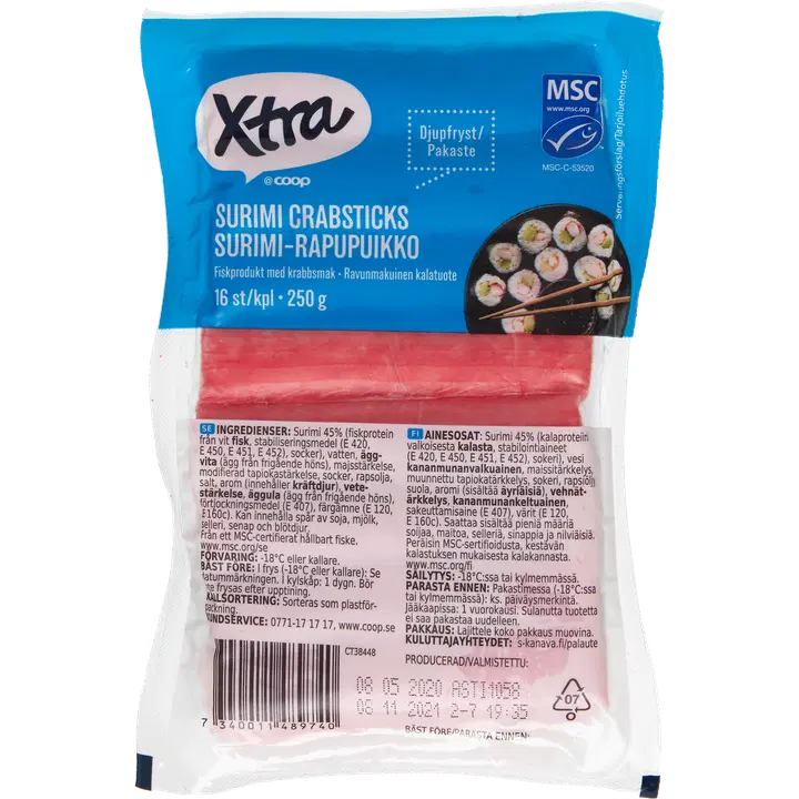 Xtra Külmutatud Surimi Pulgad 250 g