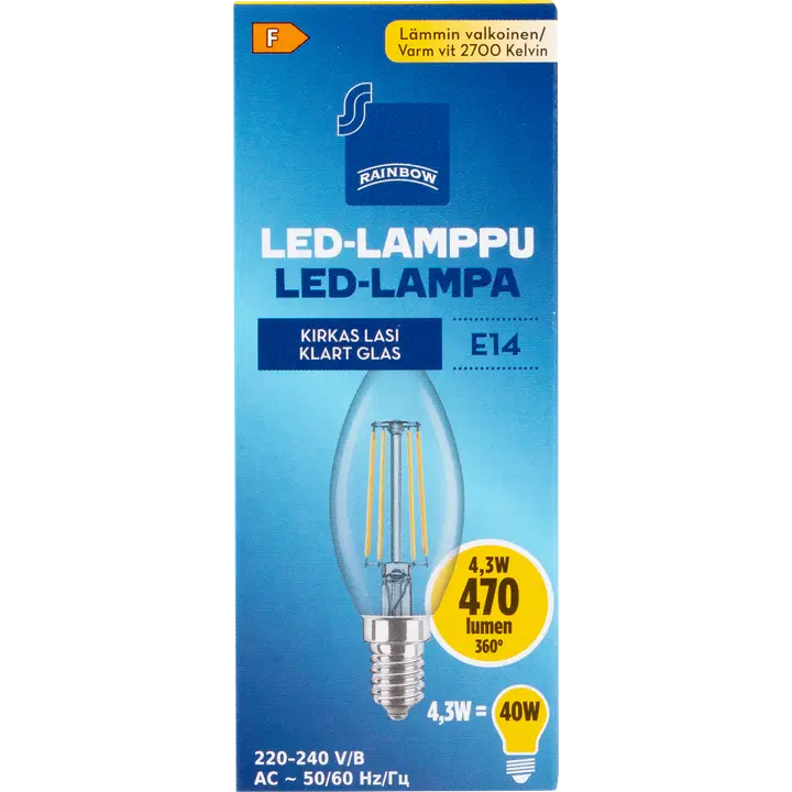 Rainbow LED-küünal E14 4W 2700K 470LM