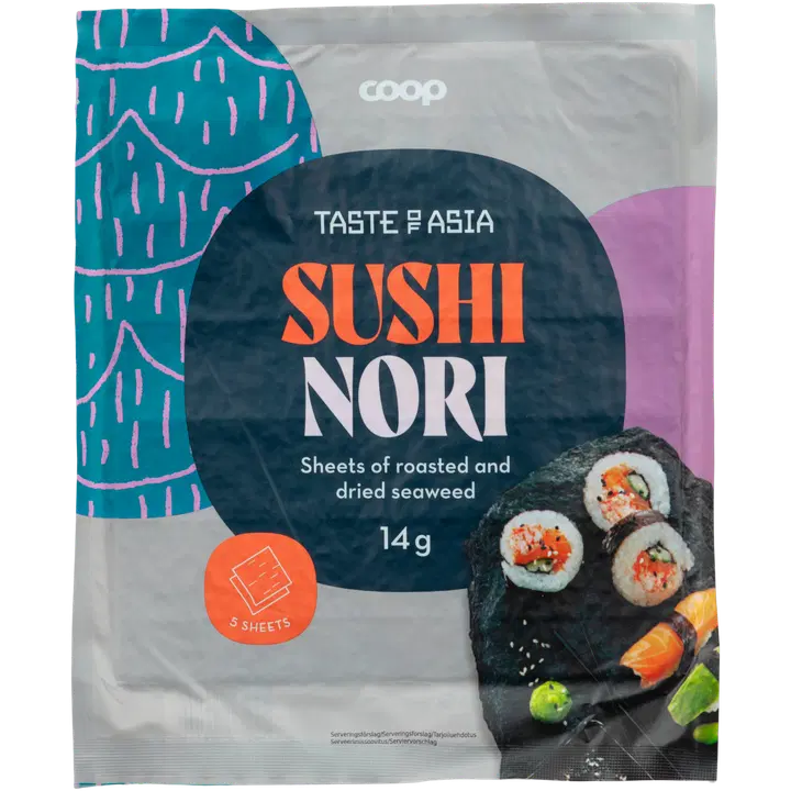 Coop sushi nori, röstitud punavetika lehed 5 tk/14 g
