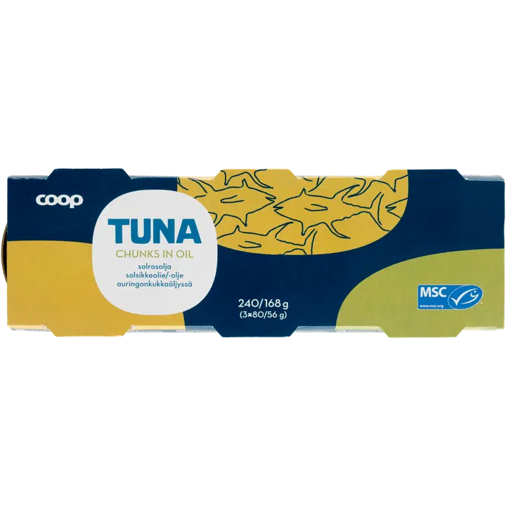 Coop tuunikala tükid päevalilleõlis 240/168g