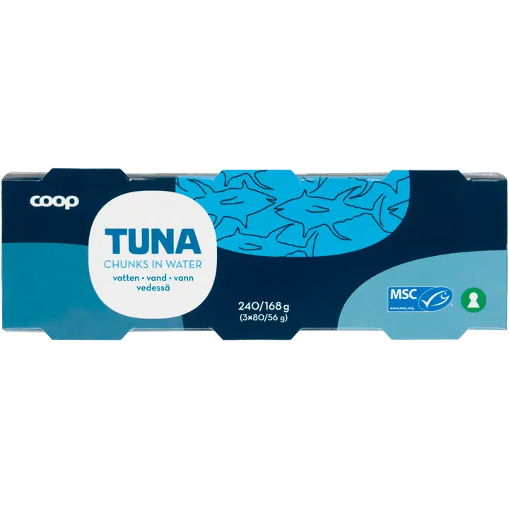 Coop tuunikalatükid vees 240/168 g