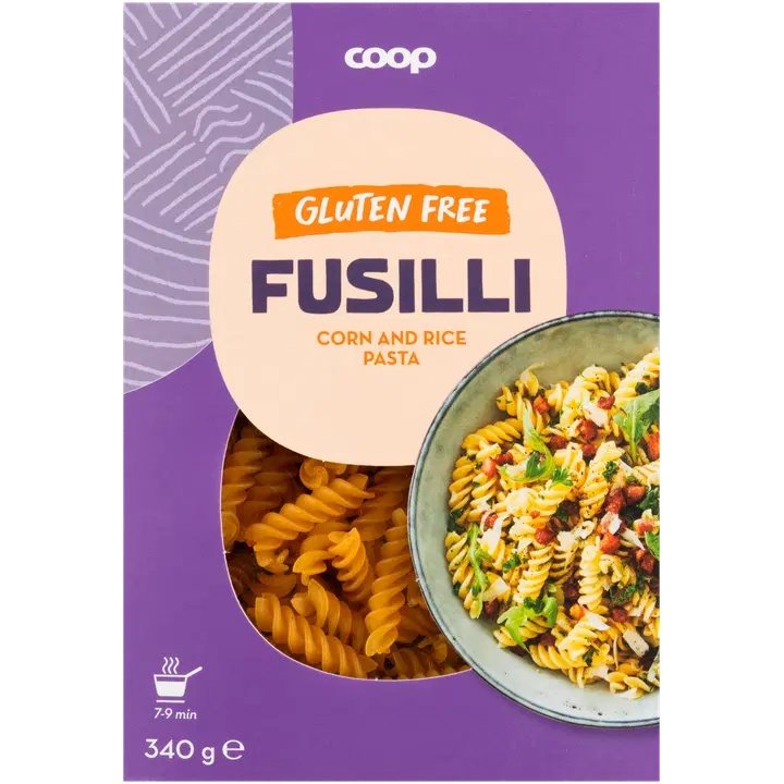 Coop fusilli maisi- ja riisipasta 340g g-v