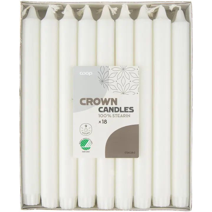 Coop kroonküünal valge 24cm 18tk