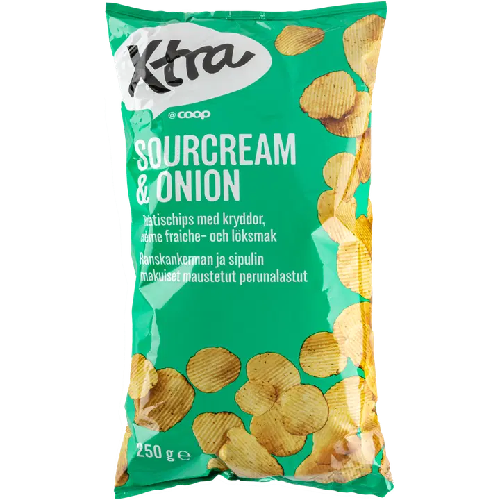 X-TRA kartulikrõpsud hapukoore ja sibula maitsega 250g