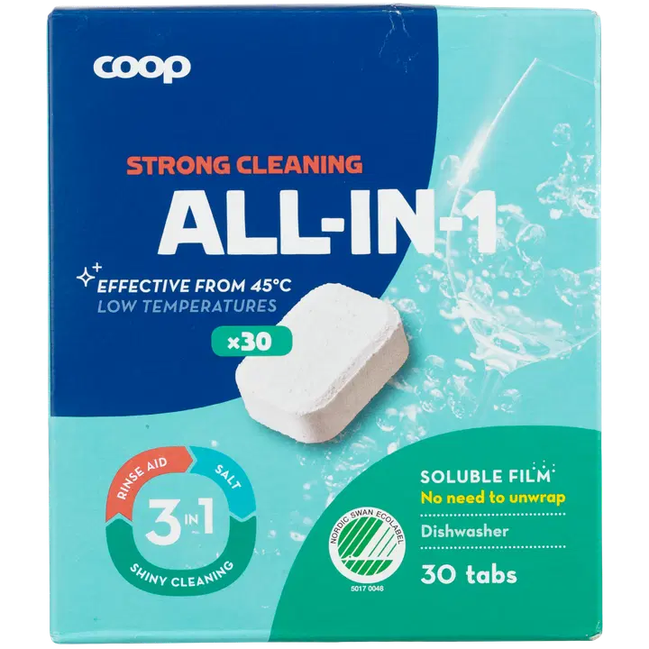 Nõudepesumasina tabletid Coop Allin1 30tk