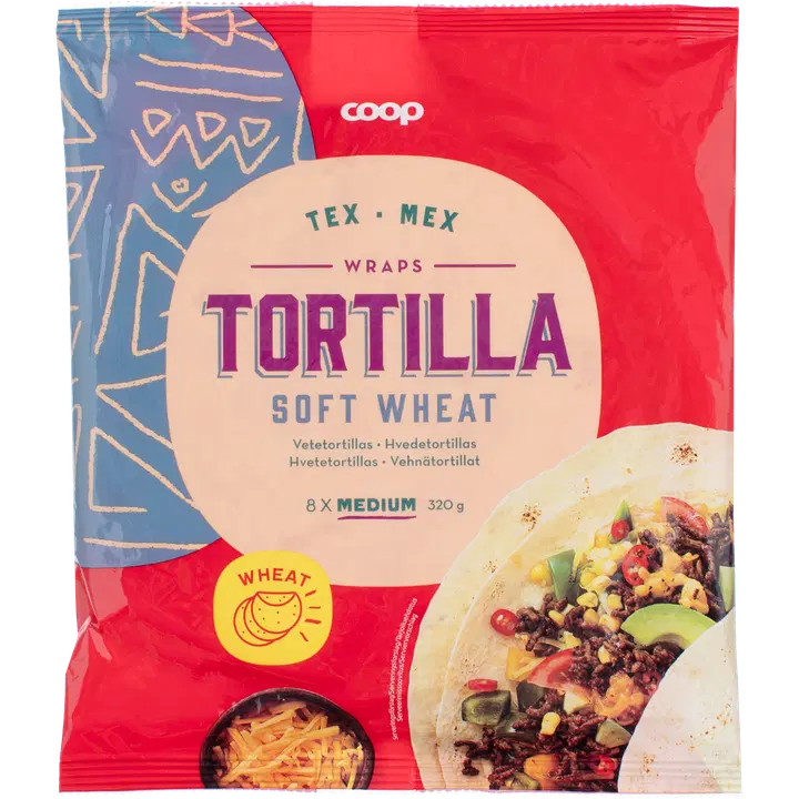 Coop tex mex tortilla wrapid 320 g 8 tk