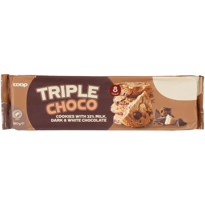 Coop küpsised piima-, tumeda ja valge šokolaadiga 180g