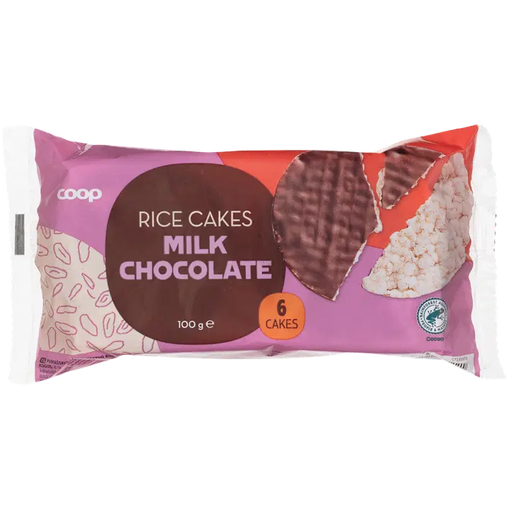 Coop piimašokolaadiga kaetud riisigaletid 100g