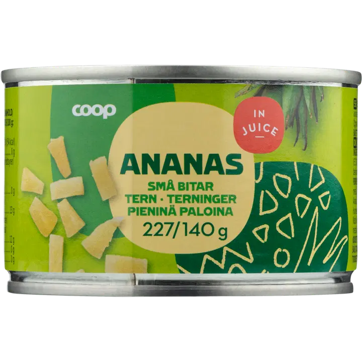 Coop väikesed ananassitükid ananassimahlas 227/140g