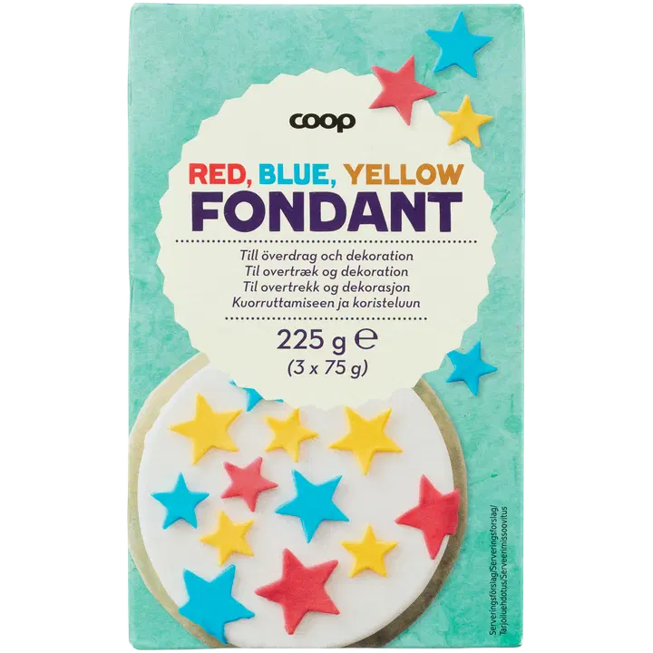 Coop punane, sinine, kollane suhkrumass 225g