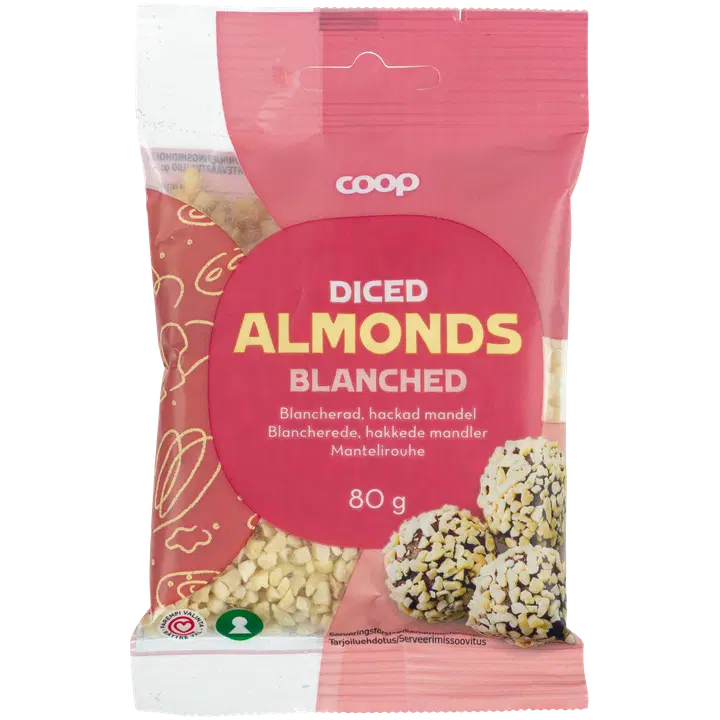 Coop blanšeeritud hakitud mandlid 80g