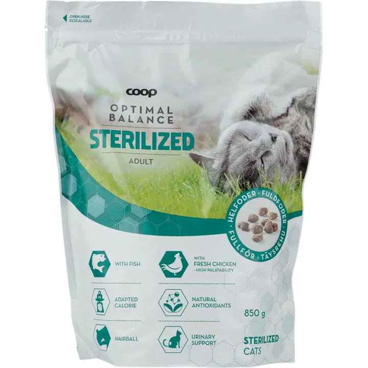 COOP Optimal kuivtoit steriliseeritud kassidele 850g