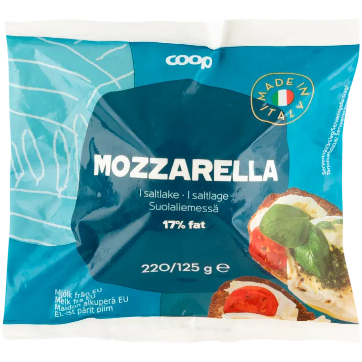 Coop mozzarella soolvees 17% rasva 125g