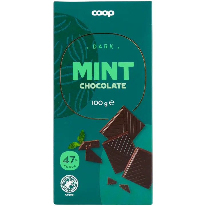 Coop tume šokolaad piparmündiga 100g