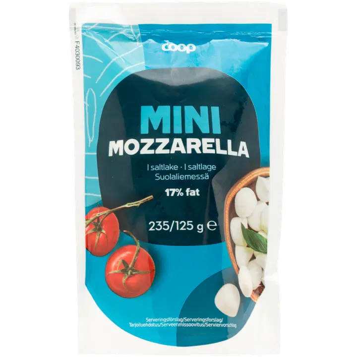 Coop mozzarellakirsid soolvees 17% rasva 125g