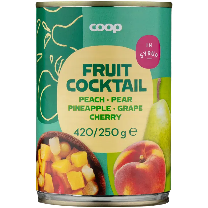 Coop puuviljakokteil suhkruleemes 420/250g