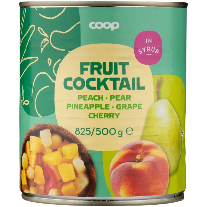 Coop puuviljakokteil suhkruleemes 825/500g