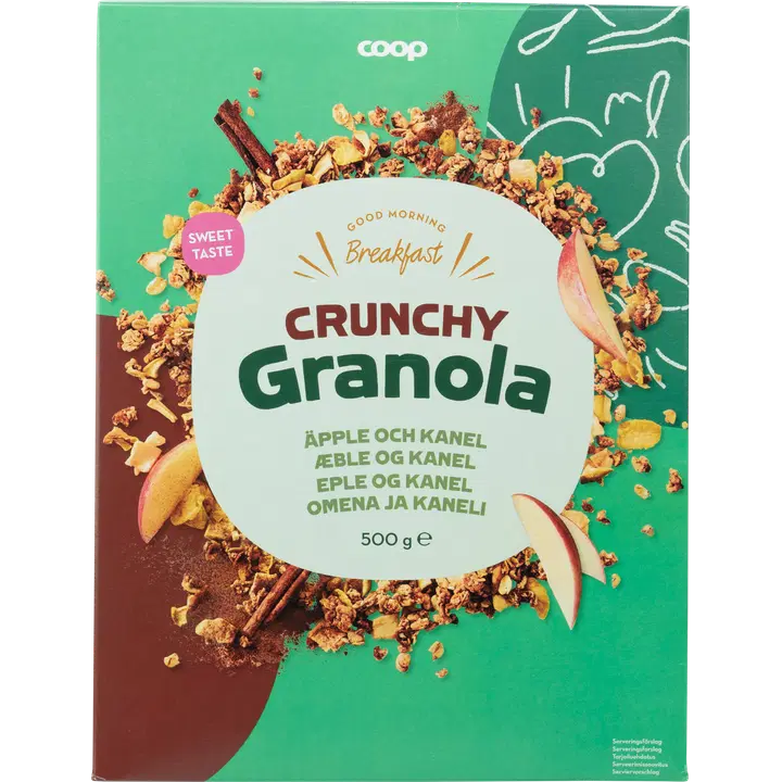 Coop magus granola kuivatatud õunatükkidega 6% ja kaneeliga 0,6% 500g