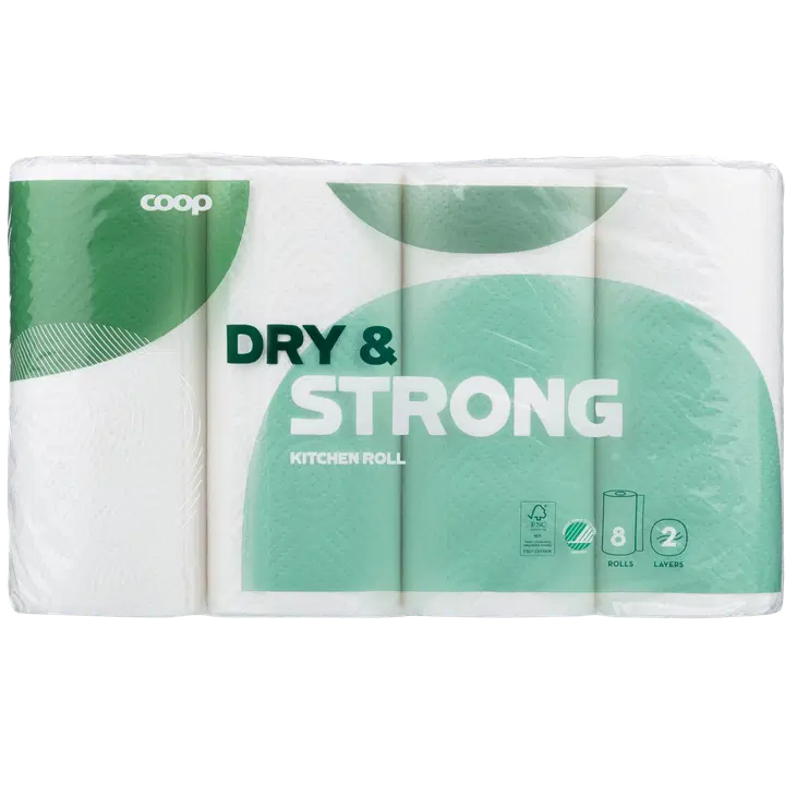 Majapidamispaber Coop Dry&Strong 2-kihil 8tk